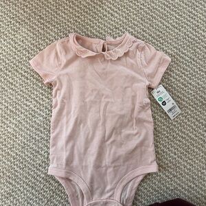 Girls' Pink Peter Pan Collar One-Piece Bodysuit